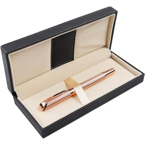 Rollerball Liquid Ink Pens for Women LuxuryBox Gel Black Ink FancyPen Refillable - Picture 1 of 8